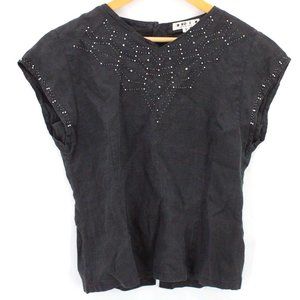 Koos Blouse Top Womens Black Faded Sleeveless Beaded Lightweight Size Small S